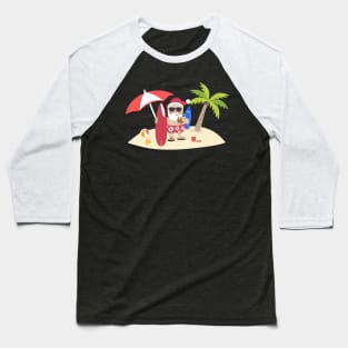 Santa Claus Surfing Hawaiian Baseball T-Shirt